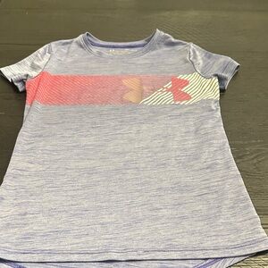 Girls Under Armour Blue and Pink Graphic T-Shirt